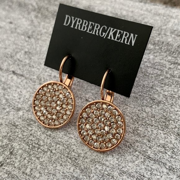 Dyrberg/Kern Desria Swarovski crystal rose gold earrings - Picture 3 of 5